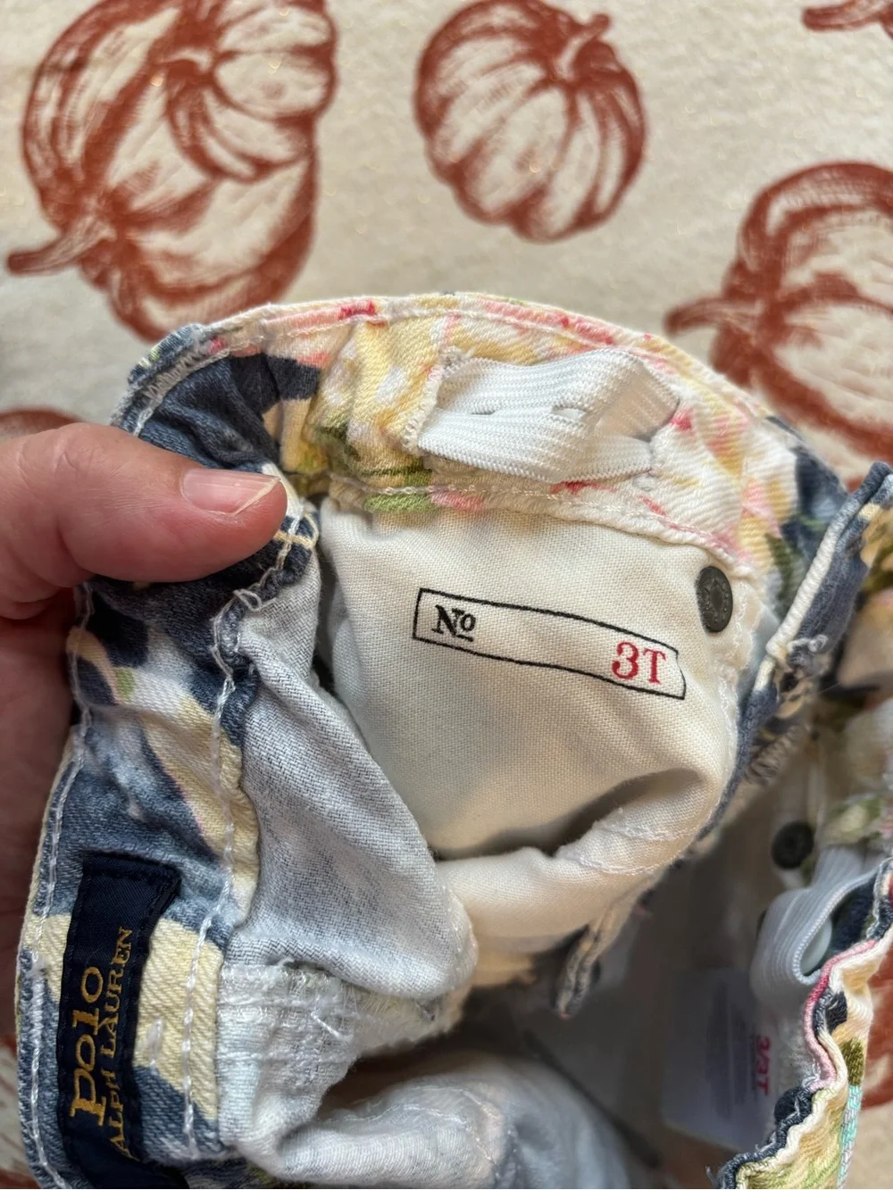 Ralph Lauren Floral Tie-Dye Denim Shorts - Navy, Cream & Pink